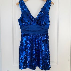 Blue Sequin Mini Dress